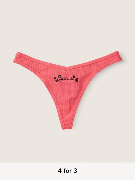 Sun Kiss Pink Cotton Thong Knicker (R49299) | £9