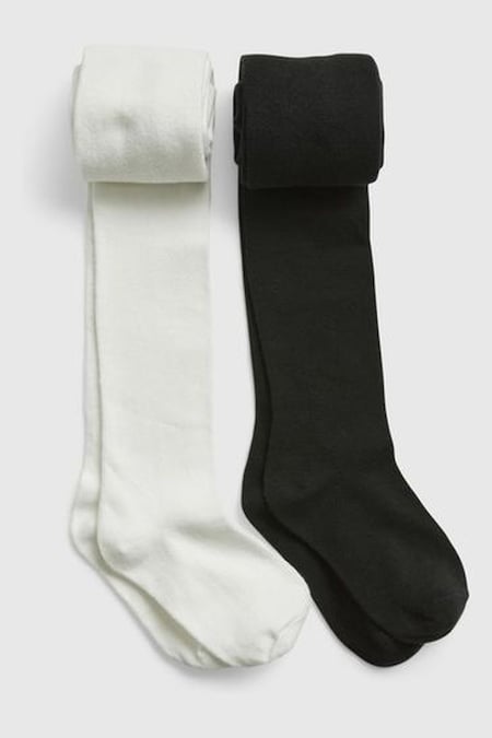 White Kids Solid Cotton Tights (2-Pack) (R72836) | £10