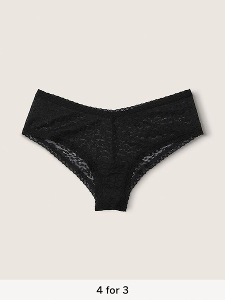 Pure Black Lace Logo Cheeky Knickers (R73017) | £9