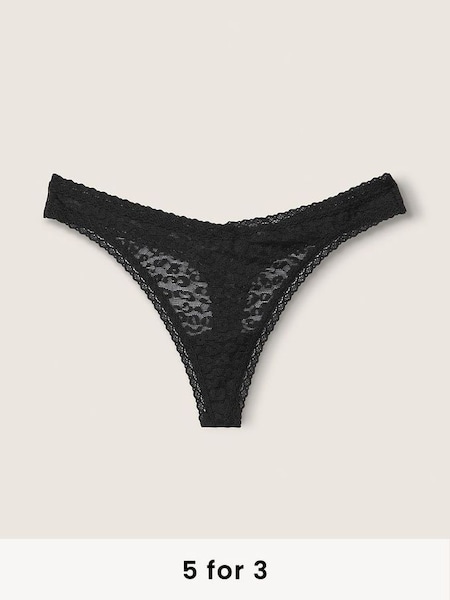 Black Lace Logo Thong Knickers (R73026) | £9