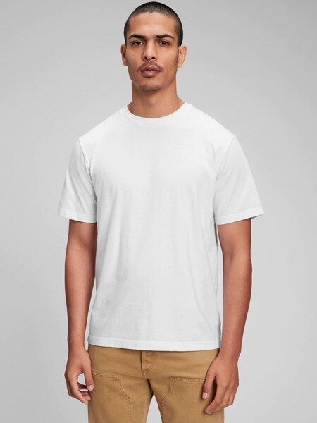 White Organic Cotton Short Sleeve Crewneck T-Shirt (R73824) | £13