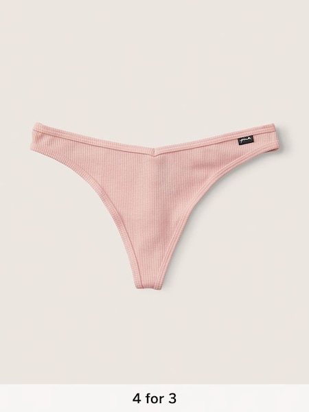 Silver Pink Cotton Thong Knickers (R74721) | £9
