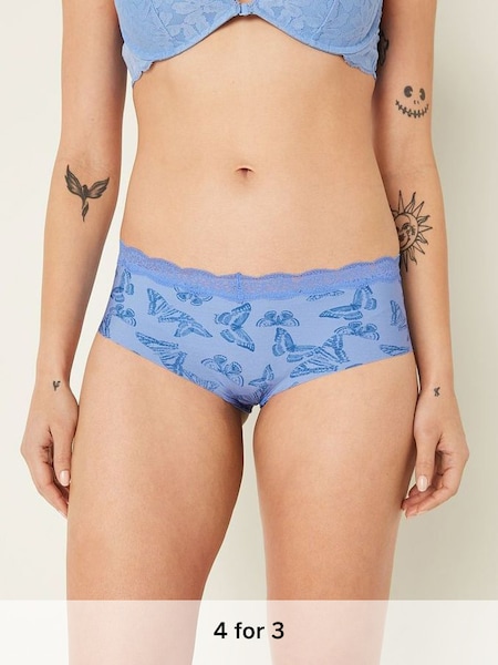 Cornflower Blue Butterfly Blue No Show Hipster Knickers (R74908) | £9