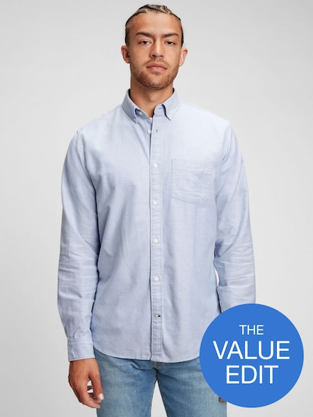 Light Blue Classic Regular Fit Long Sleeve Oxford Shirt (R75816) | £35