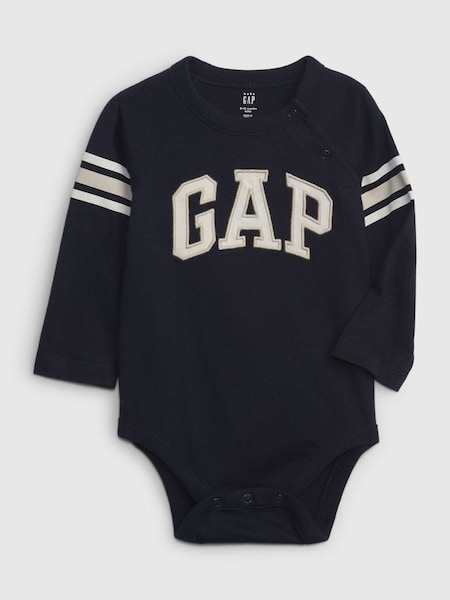 Navy Logo Long Sleeve Baby Bodysuit (R77524) | £12