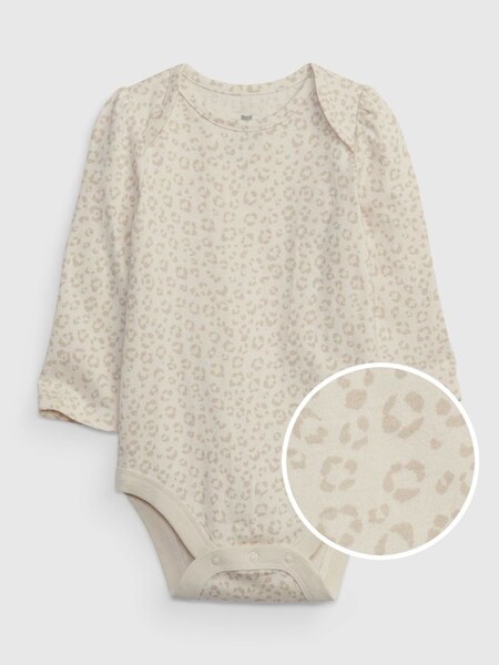 Cream Print Long Sleeve Baby Bodysuit (R79482) | £8