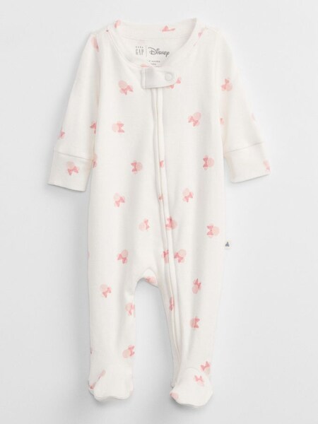 Pink Minnie Mouse Minnie Mouse Long Sleeve Zip Baby Sleepsuit (R80548) | £20