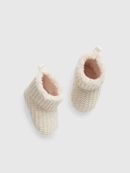 Beige Sherpa-Lined Baby Booties (R80553) | £20