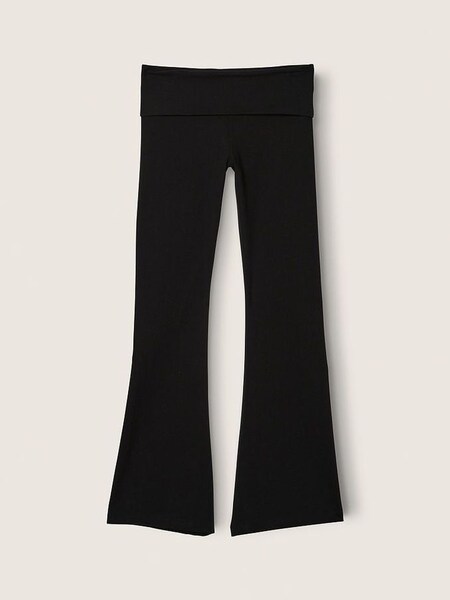 Pure Black Basic Cotton Foldover Flare Leggings (R80713) | £36