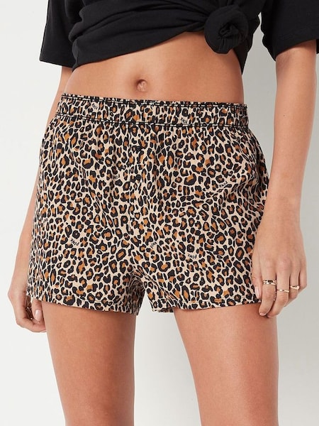 Leopard Brown Flannel Pyjama Short (R82484) | £20