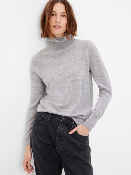 Grey Merino Turtleneck Jumper (R82581) | £55