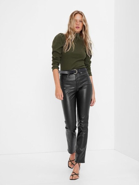 Black High Waisted Slim Cigarette Faux-Leather Trousers (R82588) | £65