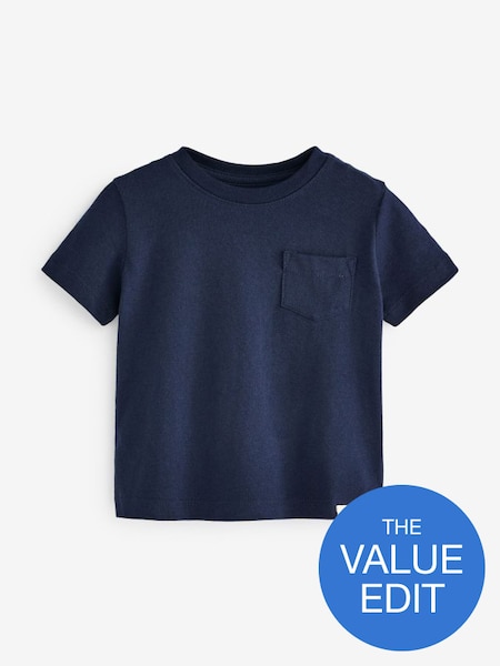 Navy Blue Pocket Short Sleeve Crew Neck T-Shirt (R84042) | £6