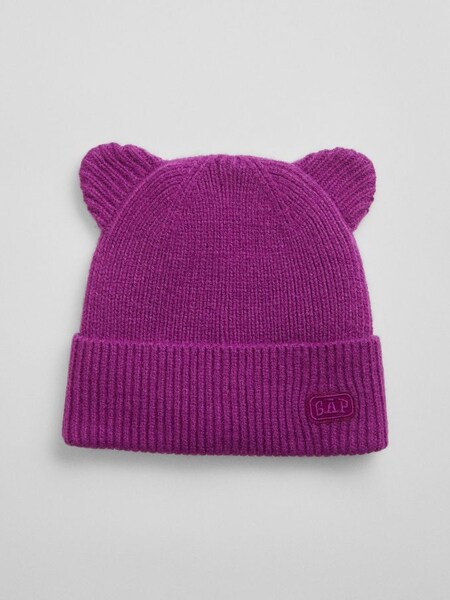 Purple Toddlers Bear Ear Beanie (R84111) | £12