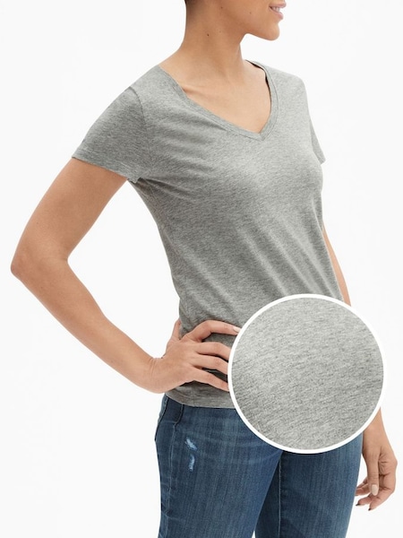 Light Grey Favourite Short Sleeve V-Neck T-Shirt (R91641) | £10