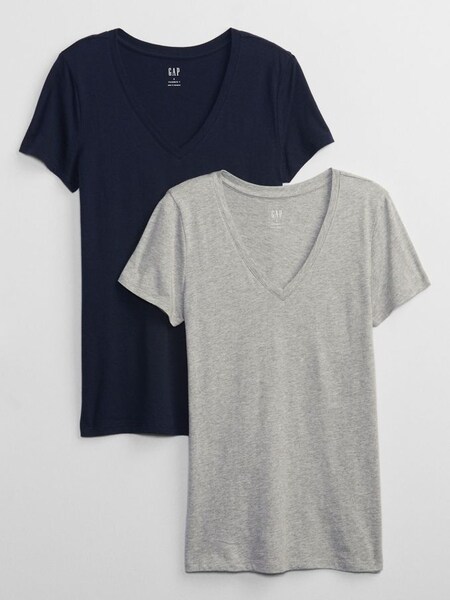 Navy and Grey Favourite Short Sleeve V-Neck T-Shirt 2-Pack (R91644) | £11