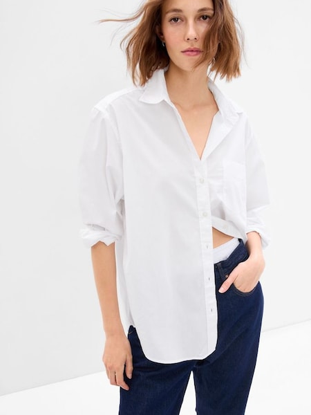 White Organic Cotton Long Sleeve Oversized Shirt (R91654) | £40