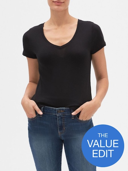 Black Favourite Short Sleeve V-Neck T-Shirt (R91659) | £10