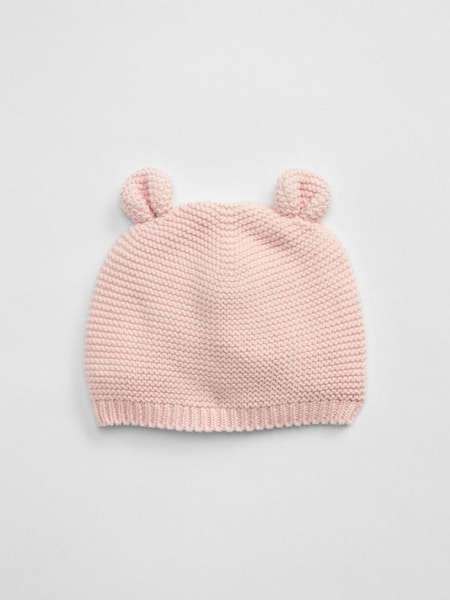 Pink Brannan Bear Ribbed Knit Baby Beanie Hat (R92991) | £8