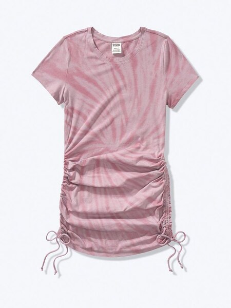 Purple Adjustable Ruched-Side T-Shirt Dress (R95331) | £36
