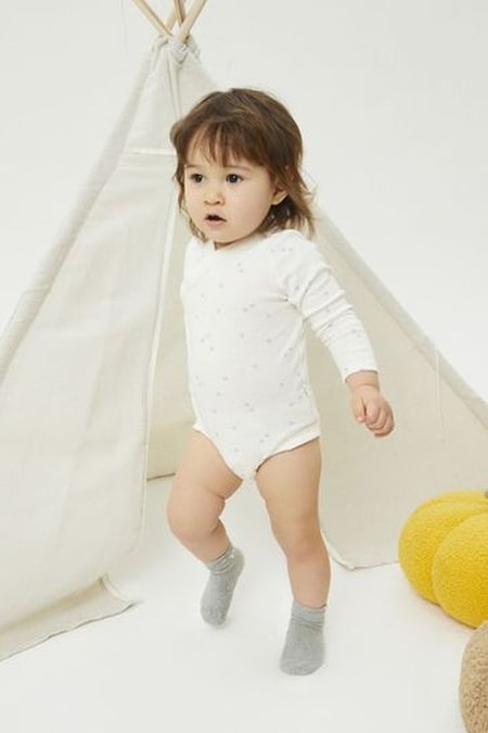 White Wrap Long Sleeve Baby Bodysuit (RY1271) | £7