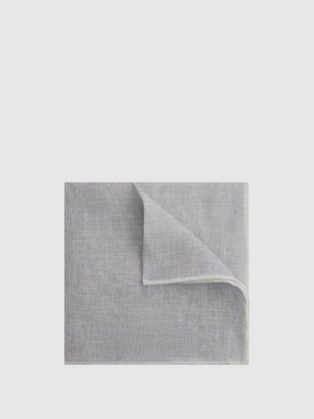 Linen Plain Pocket Square in Ice Melange (T04551) | £15