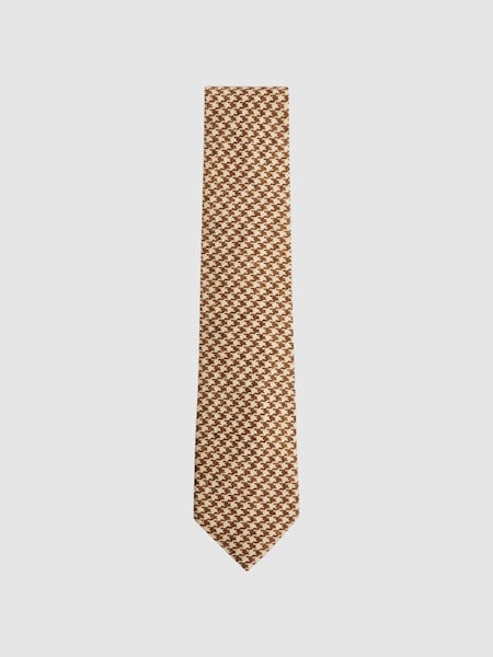 Dogtooth Print Tie in Tobacco (T11174) | £58