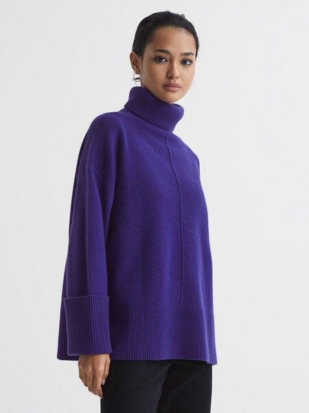 Wool-Cashmere Roll Neck Jumper in Purple (T30876) | £80