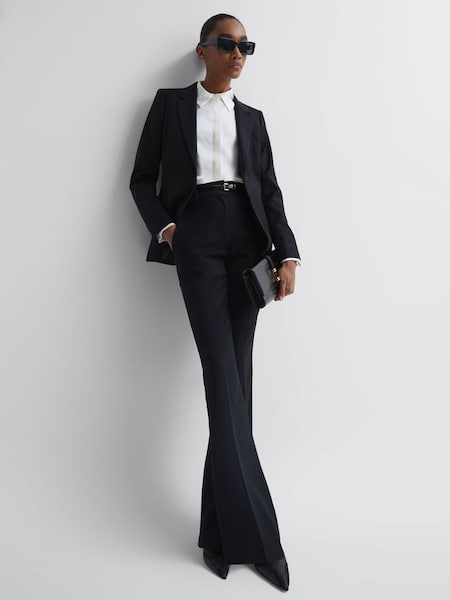 Petite Tailored Flared Suit Trousers in Black (T40801) | £150