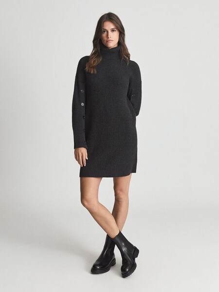 Cashmere Blend Roll-neck Dress in Charcoal (T42454) | £70