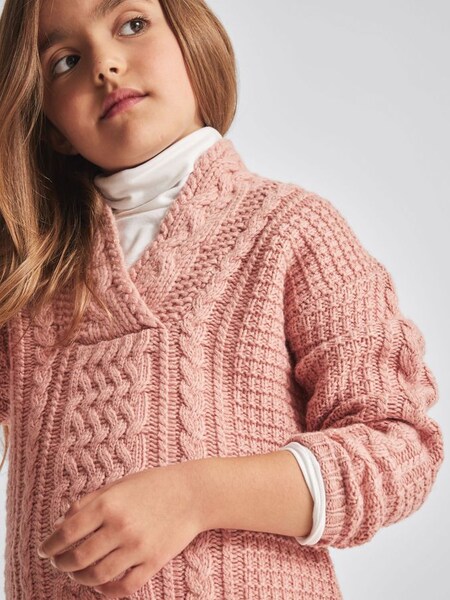 Junior Cable Knit Jumper in Pink (T43246) | £30