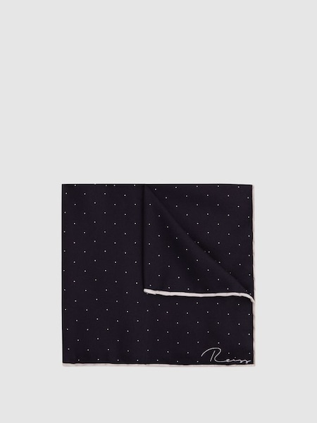 Polka Dot Silk Pocket Square in Navy (T44731) | £38