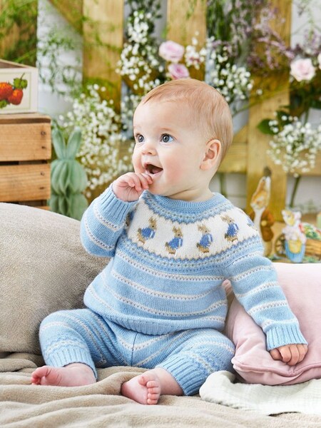 Peter Rabbit Fair Isle Baby Knit Set in Blue (T51049) | £32