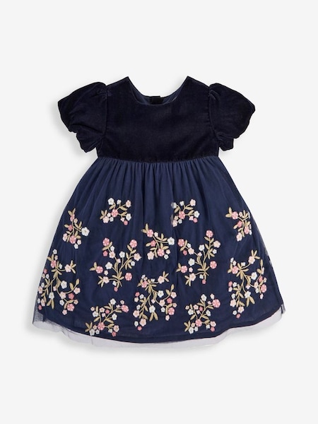 Floral Embroidered Party Dress in Navy (T75686) | £39