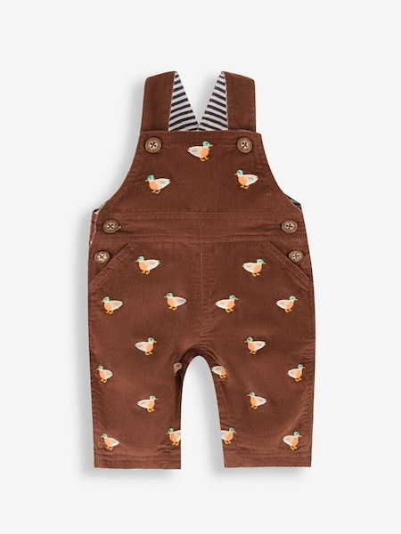 Brown Duck Embroidered Cord Dungarees (T75710) | £26