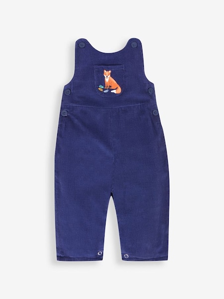 Embroidered Pocket Cord Dungarees in Navy Blue Fox (T75712) | £26