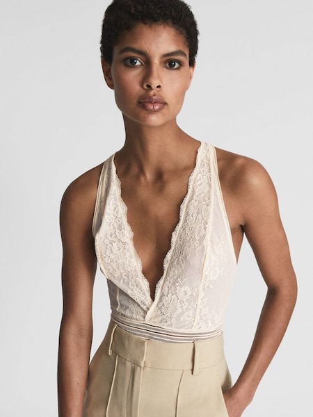 Sleeveless Lace Body in Ivory (T89330) | £35