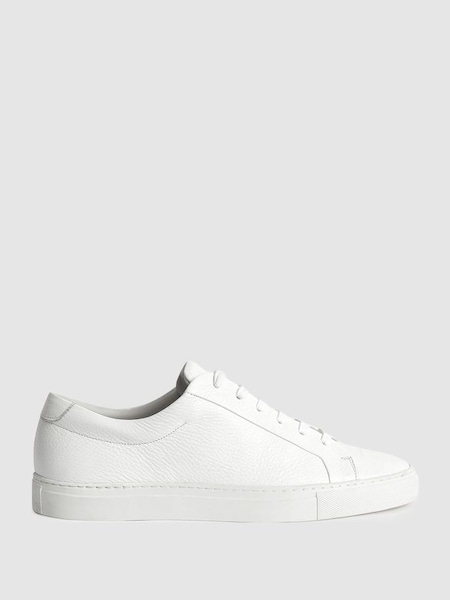 Grained Leather Trainers in White (T89336) | £158