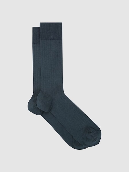 Ribbed Socks in Airforce Blue (T94127) | £10