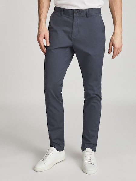 Slim Fit Washed Chinos in Airforce Blue (U00942) | £88