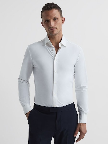 Regular Fit Travel Shirt in White (U00950) | £128