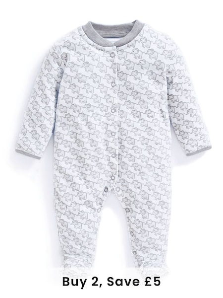 Little Elephant Sleepsuit in Grey (U06721) | £20
