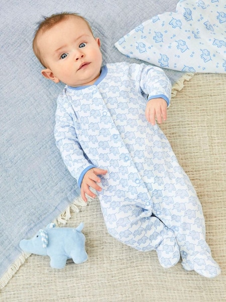 Blue Little Elephant Cotton Baby Sleepsuit (U06722) | £20