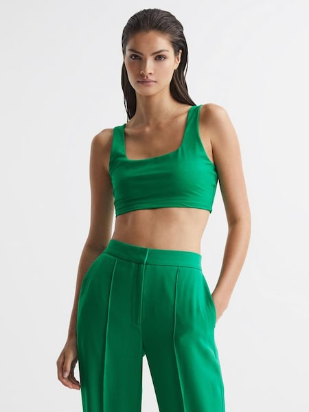 Square Neck Crop Top in Green (U08651) | £25