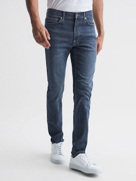 Jersey Slim Fit Washed Jeans in Washed Indigo (U09735) | £118