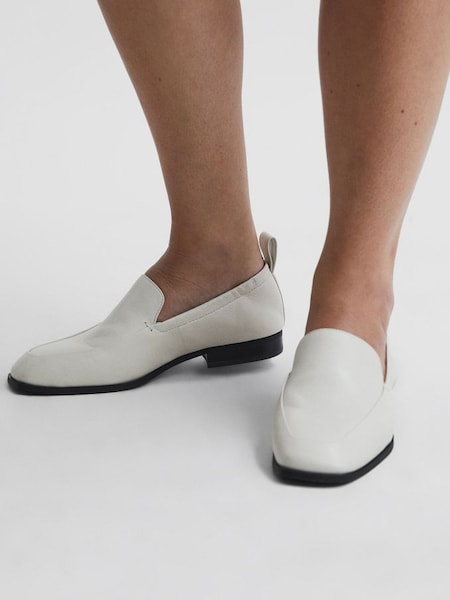 Leather Loafers in Off White (U19721) | £158
