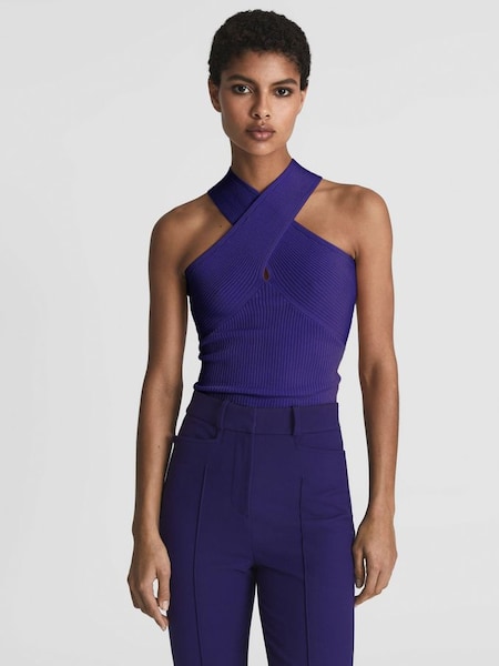 Knitted Halterneck Cami Vest Top in Purple (U26700) | £45