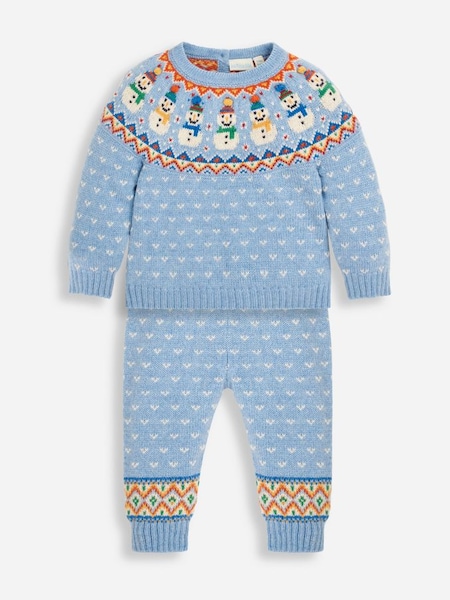 Snowman Fair Isle Baby Knit Set in Blue (U28874) | £32