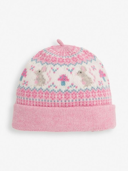 Mouse Baby Fair Isle Hat in Rose (U28875) | £14