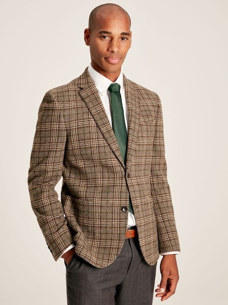 Taupe Brown Check Wool Blazer (U31661) | £250